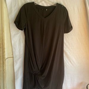 Black v neck with knot at bottom of dress size m